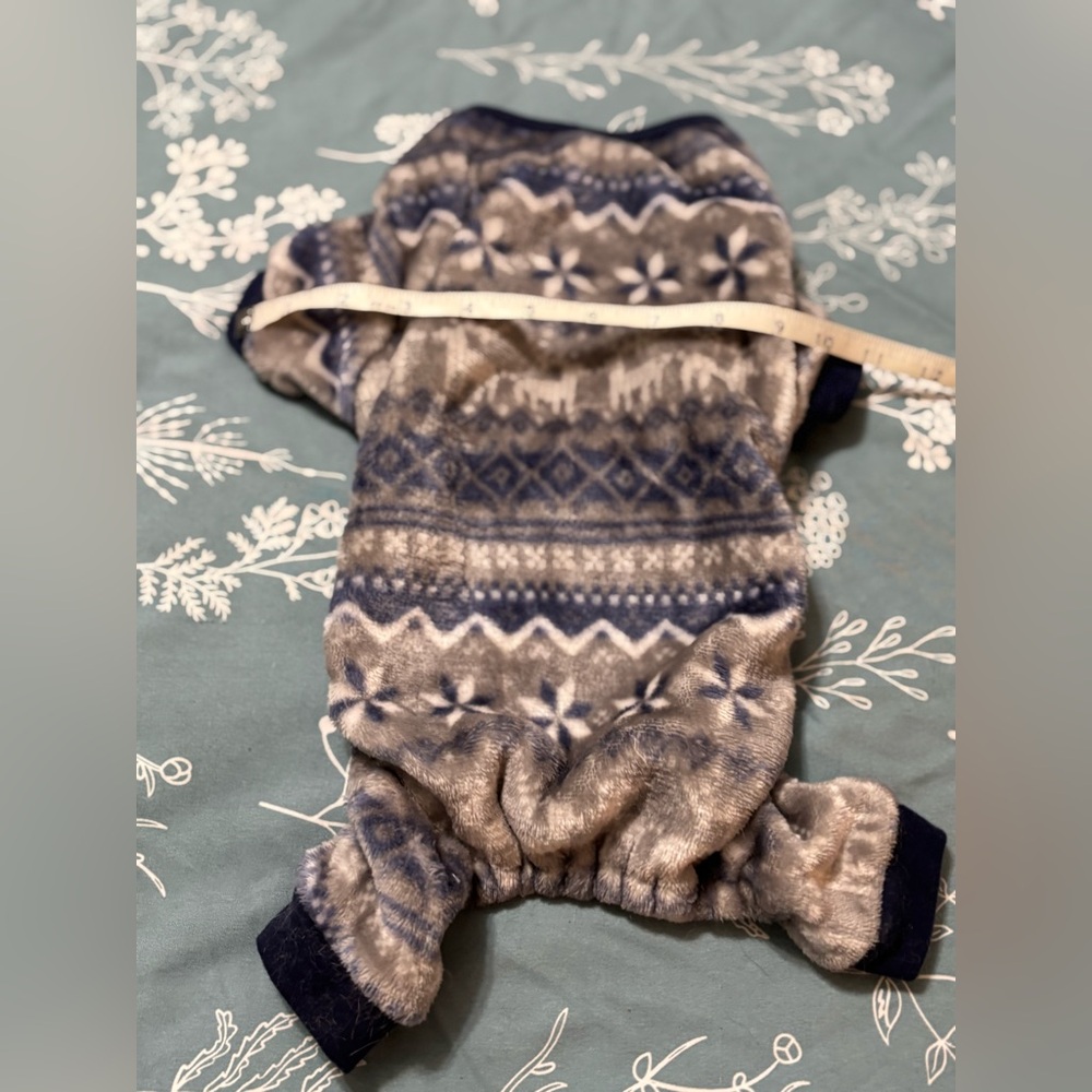 Cozy Winter Dog Onesie in Blue and Gray